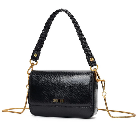 Bolsa Santa Lolla Baguete Metalizado Snake Alça Trança  0470.4B5E.037C