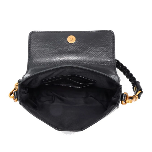 Bolsa Santa Lolla Baguete Metalizado Snake Alça Trança  0470.4B5E.037C