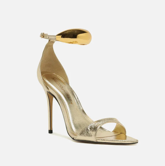 Sandália Arezzo Couro Salto Fino Metal Silvia Brazz A129770033