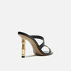 Sandália Arezzo Couro Tiras Salto Bamboo Metal A135180002