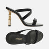 Sandália Arezzo Couro Tiras Salto Bamboo Metal A135180002