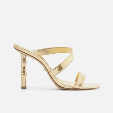 Sandália Arezzo Couro Tiras Salto Bamboo Metal A135180002