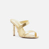 Sandália Arezzo Couro Tiras Salto Bamboo Metal A135180002