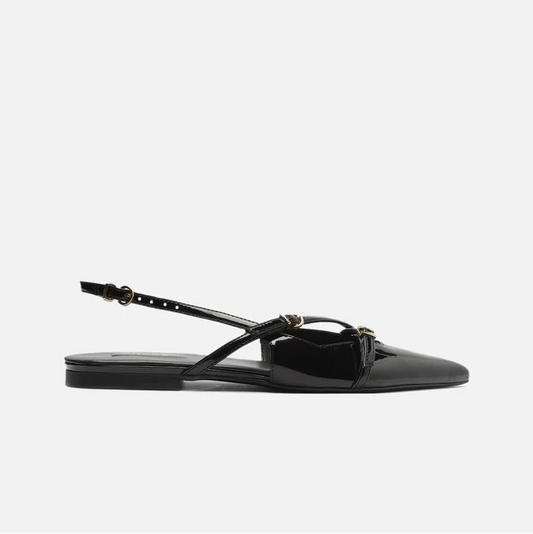 Sapatilha Arezzo Verniz Slingback Tiras Fivelas A132190004